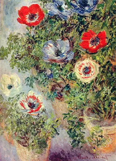 Still Life with Anemones (Nature morte aux anémones) Claude Monet